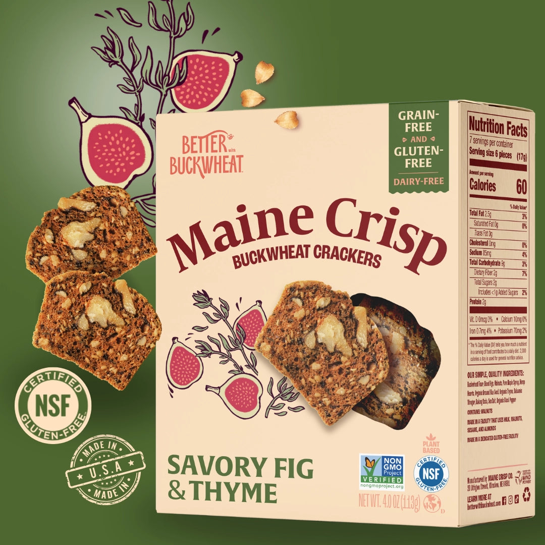 Maine Crisps, Savory Fig & Thyme Crisps | Gluten-Free Crackers